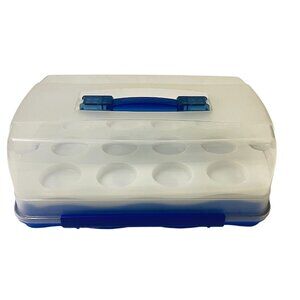 Lock N Lock Cupcake Cake Carrier Holder Egg Storage Container Blue HLS1040